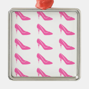 Metálico Alto talón de princesa rosa zapato adorno navide