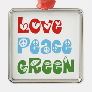 Metálico Amor, paz, adorno verde personalizado
