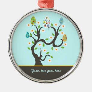 Metálico Árbol con huevos de Pascua y flores adorno persona