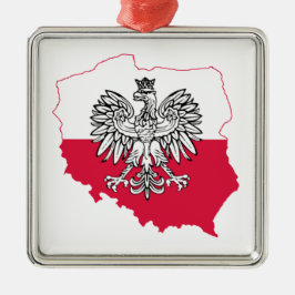 Metálico Bandera del mapa de Polonia Adorno Premium