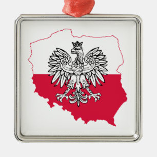 Metálico Bandera del mapa de Polonia Adorno Premium