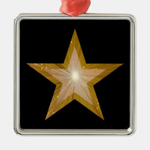 Metálico Black cuadrado adorno de estrella dorada
