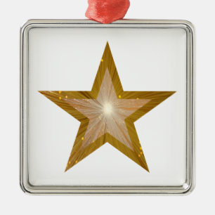 Metálico Blanco cuadrado adorno de la estrella dorada