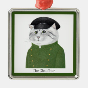 Metálico CHAUFFEUR CAT Adorno Premium Cuadrado + Texto