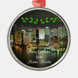 Metálico Feliciz Navidad desde Miami, Florida Adorno de Met