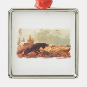 Metálico gordon setter en el adorno de Navidad vintage punt