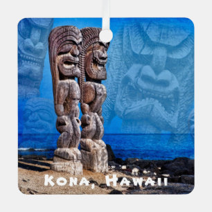 Metálico Kona, Hawái, cuadrado de 2 lados, adorno de cerámi