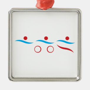 Metálico Logo moderno y moderno de Triatlón adorno metaliza