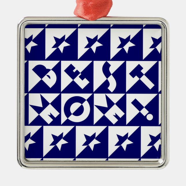 Metálico Mejor mamá azul con adorno de estrellas de patrón  (Frente)