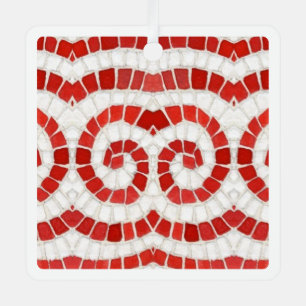 Metálico MOSAICO IÓNICO ROJO Adorno Cuadrado de Metal