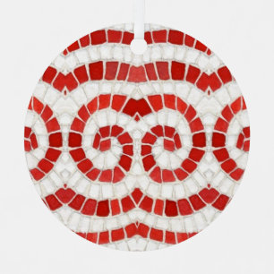 Metálico MOSAICO IÓNICO ROJO Adorno de Círculo de Metal