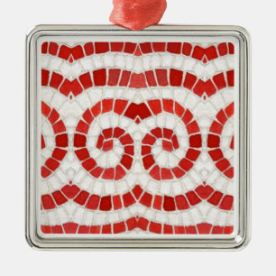 Metálico MOSAICO IÓNICO ROJO Adorno Premium Cuadrado