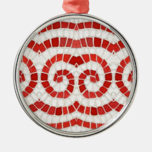 Metálico MOSAICO IÓNICO ROJO Adorno Redondo Premium
