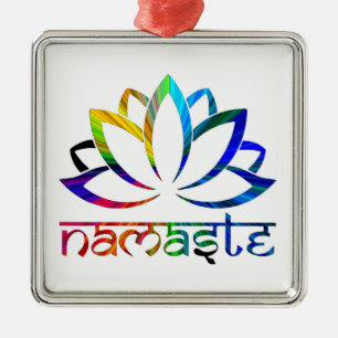 Metálico Namaste, Lotus Flower, Rainbow, adorno espiritual