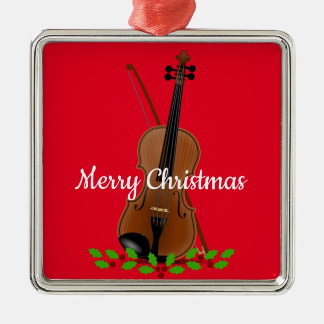 Metálico Navidades de violín y de vaca diseñan un adorno Me (Frente)