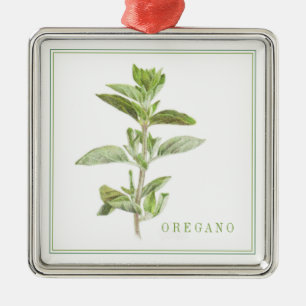 Metálico ORÉGANO FRESCO Adorno Premium Cuadrado