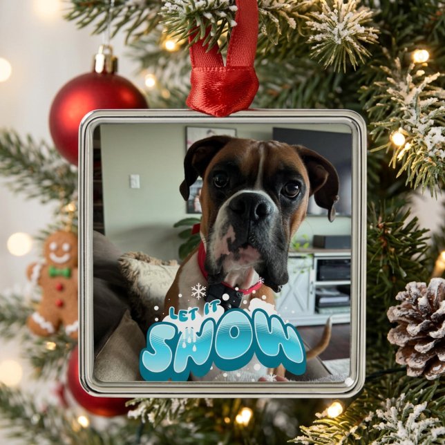 Metálico PERSONALIZA FOTO DE MASCOTA DE NAVIDAD Adorno (Subido por el creador)