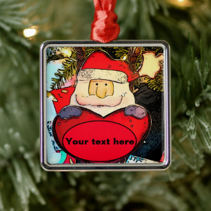 Metálico Personalizar el adorno cerámico de Santa Cute