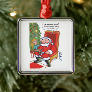 Metálico Socios empresariales de Navidad sq adorno premium