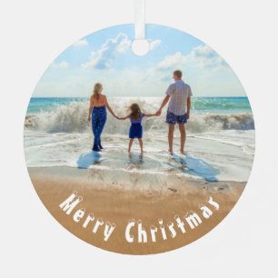 Metálico Sube tu foto Regalo de adorno de Navidad