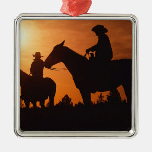 Metálico vaqueros a caballo adorno de Navidad