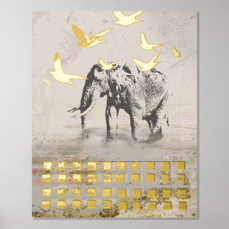 Metalizada Impresión moderna del elefante nómada