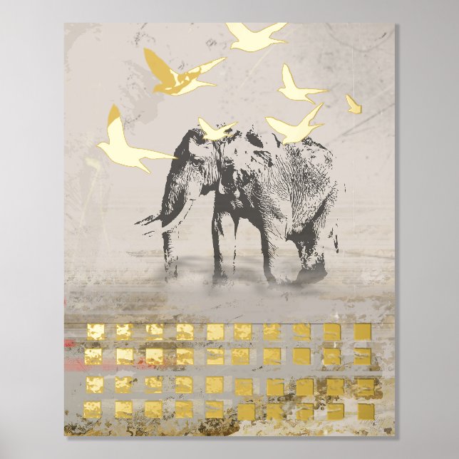 Metalizada Impresión moderna del elefante nómada (Anverso)