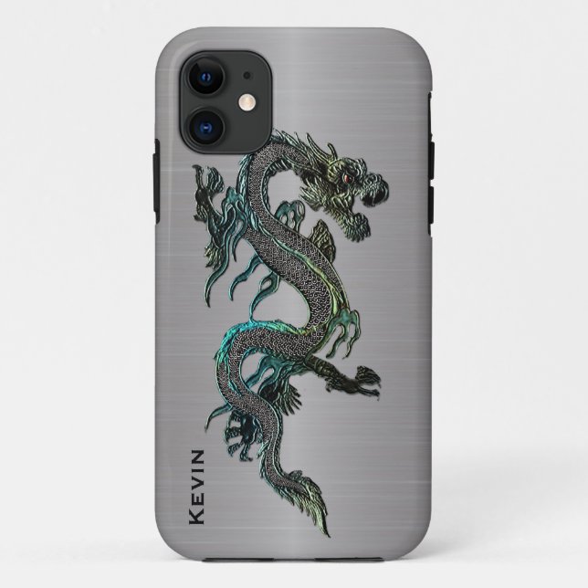 Metalizado Aspecto Dragon iPhone 5S funda (Reverso)