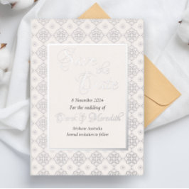 Metalizado Boda Guardar invitación de fecha con Relieve metal