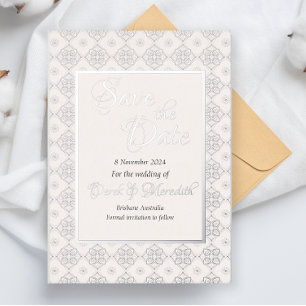 Metalizado Boda Guardar invitación de fecha con Relieve metal
