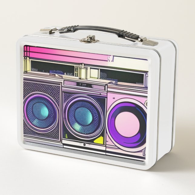 metalizado Lunch Box de los 80 con Boombox (Anverso)