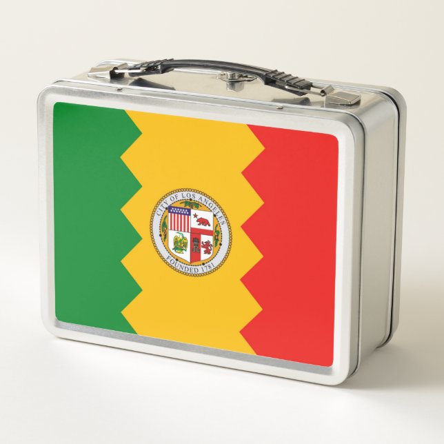 Metalizado Lunchbox inoxidable con bandera de Los  (Reverso)