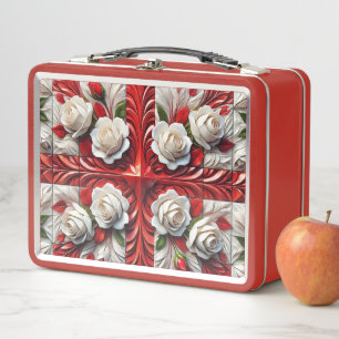 Metalizado Lunchbox inoxidable con diseño de Rosas