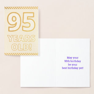 Metalizado Tarjeta de cumpleaños "¡95 AÑOS!" con relieve de l