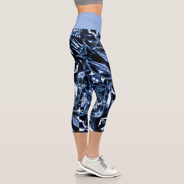 Metallic Abstract 101 Deep Navy Capri Leggings (Derecha)