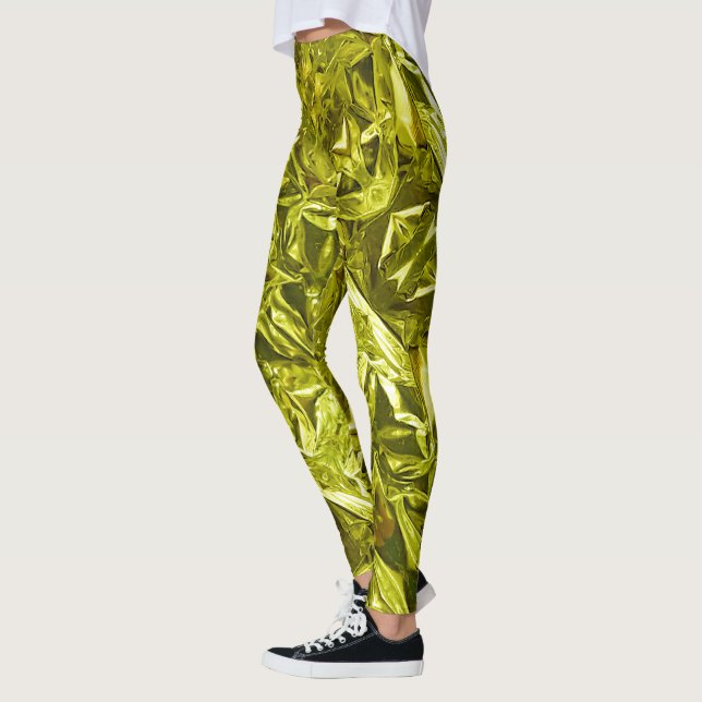 Metallic Abstract 101 Lime Green Leggings (Izquierda)