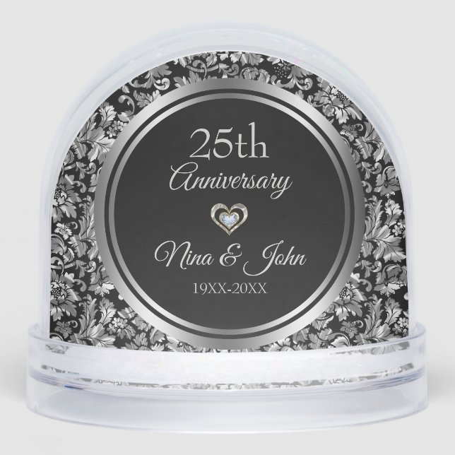 Metallic Silver Damask Wedding Anniversary (Anverso)