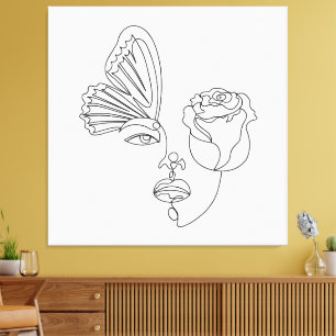 Metamorfosis – Arte de línea abstracta de mariposa