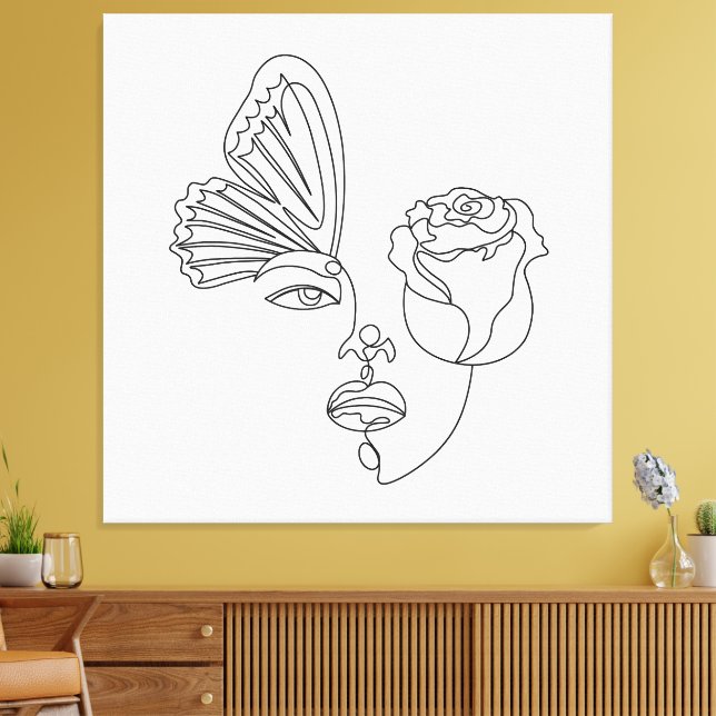 Metamorfosis – Arte de línea abstracta de mariposa (Insitu (Sala de estar))