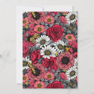 Metas en la mezcla de flores en rojo y gris