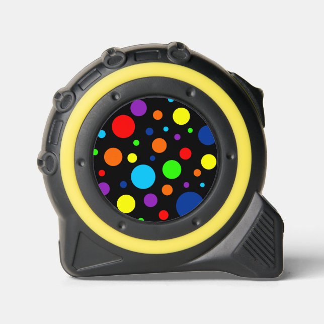 Métrica Medida de cinta de puntos de arco iris negro (Anverso)
