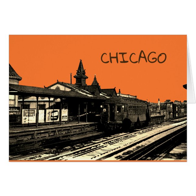 Metro de la Sepia con acuarela de Chicago L 1950 (Anverso (Horizontal))
