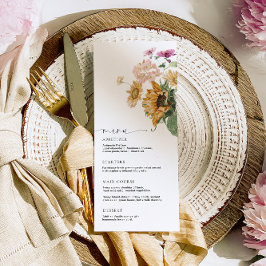 Mews Sunflower Fall Floral Menú largo y gracias