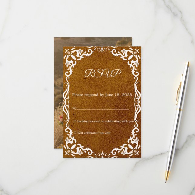 Mexican Papel Picado Wedding RSVP Card (Anverso/Reverso In Situ)