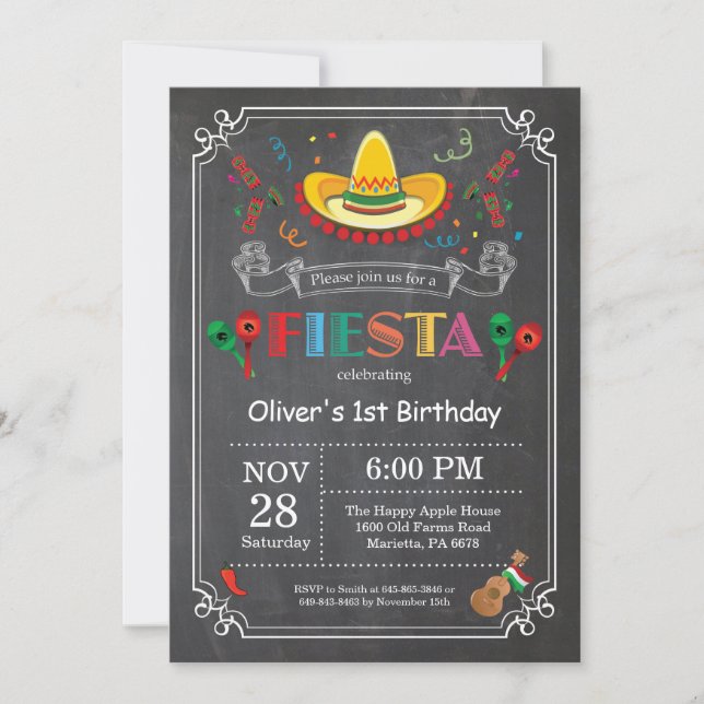 Mexicano de la pizarra de la invitación del (Anverso)