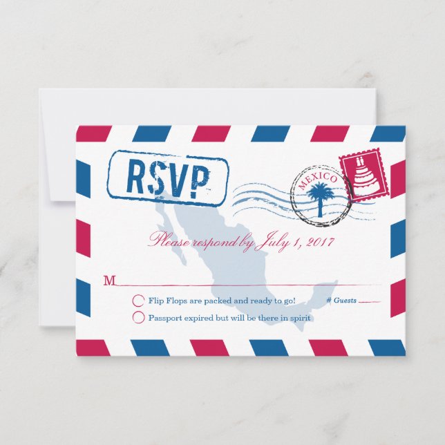 México Airmail Wedding RSVP (Anverso)