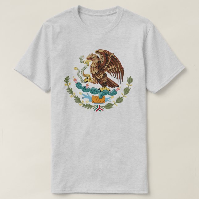 México Escudo de armas hombres camiseta blanca (Diseño del anverso)