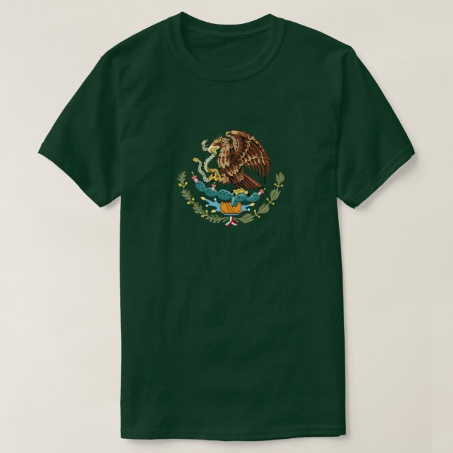 México Escudo de armas hombres camiseta verde (Diseño del anverso)