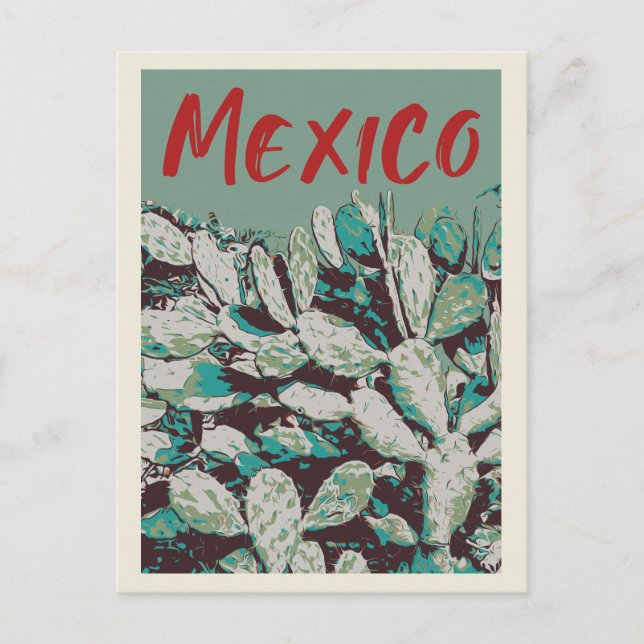 México, icónica tarjeta postal de Opuntia Cactus (Anverso)
