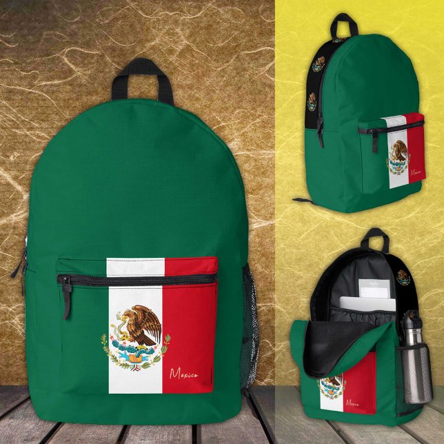 México, mochila verde, bandera mexicana/patriótico (Subido por el creador)